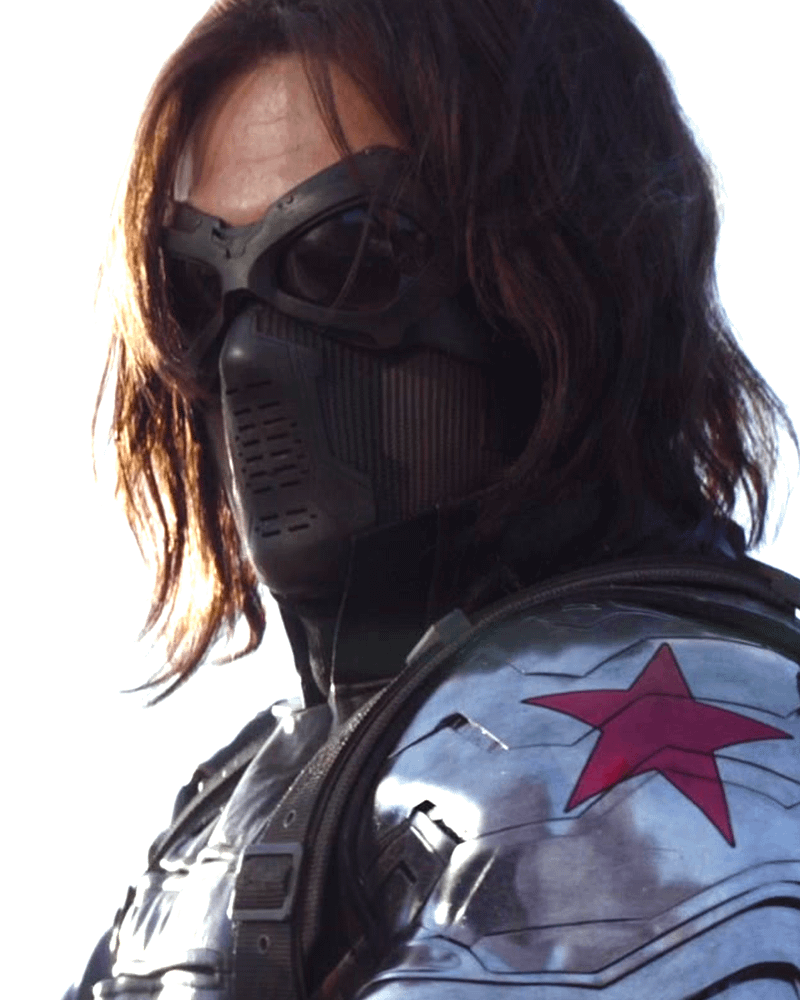 Sebastian Stan as Winter Soldier in his black mask in Captain America: The Winter Soldier