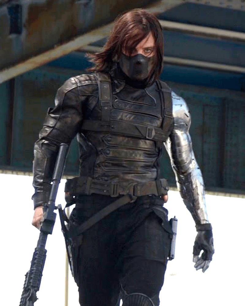 A full-body look at Sebastian Stan as Winter Soldier in Captain America: The Winter Soldier
