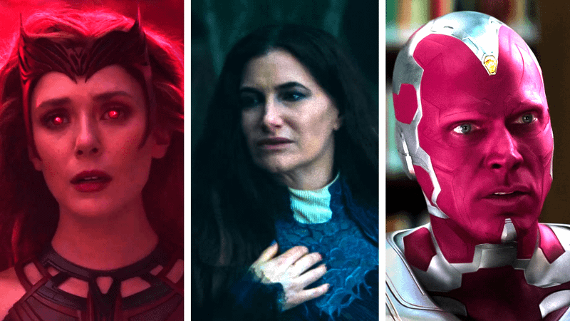 Wanda, Agatha, and Vision in the MCU.