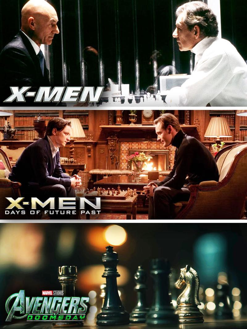 Magneto, Professor X, Chess games, X-Men, Days of Future Past, Avengers Doomsday.