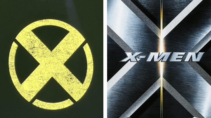 MCU 'X-Men' logo, 'X-Men' 2000 movie logo.
