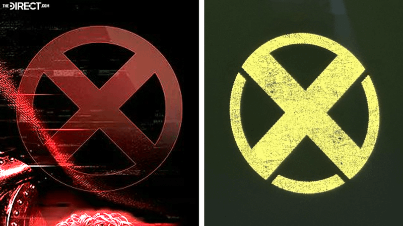 The red X-Men logo and the yellow 2028 X-Men logo.