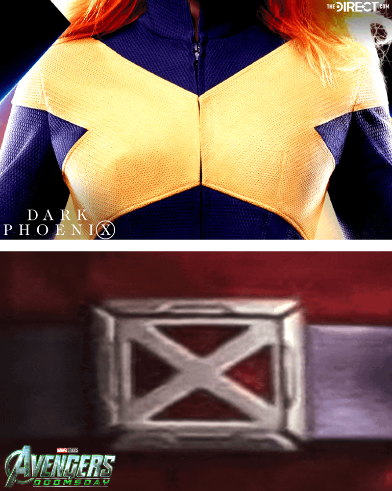 X-Men logos from Dark Phoenix and Avengers: Doomsday.
