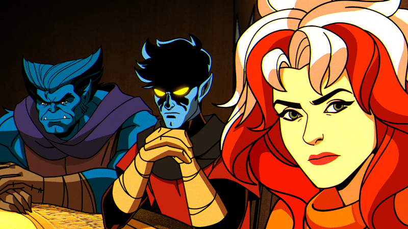 Beast, Nightcrawler, and Rogue in X-Men '97.