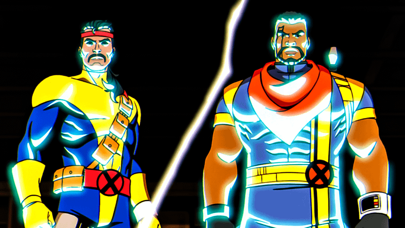 X-Men members Forge and Bishop.