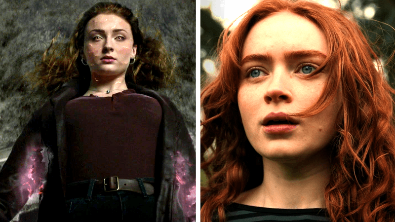 Sophie Turner's Jean Grey next to Sadie Sink's Jean Grey.