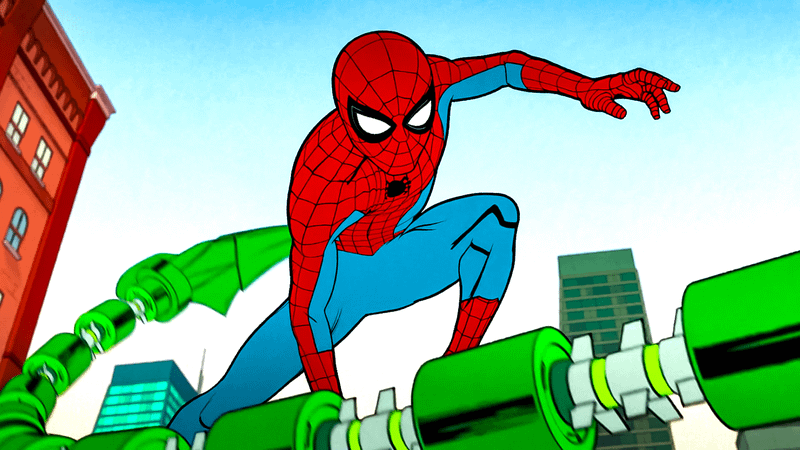 Spider-Man fighting Scorpion in 'Your Friendly Neighborhood Spider-Man.'