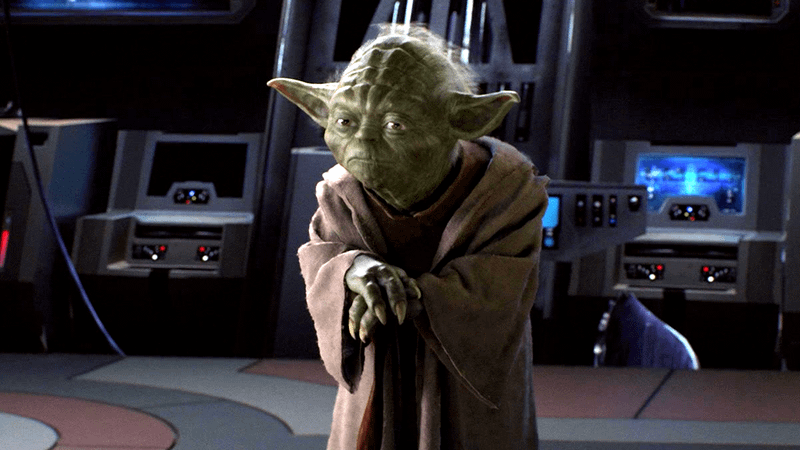Yoda hunched over in Revenge of the Sith