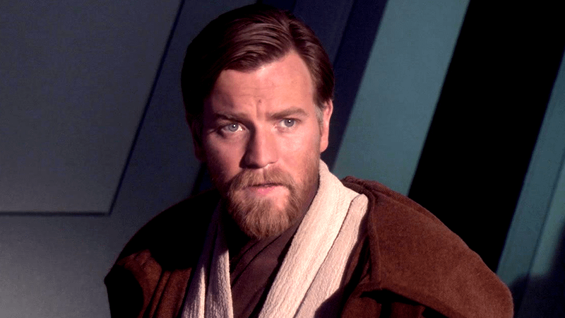 Ewan McGregor as Obi-Wan Kenobi in his Jedi robes in Revenge of the Sith