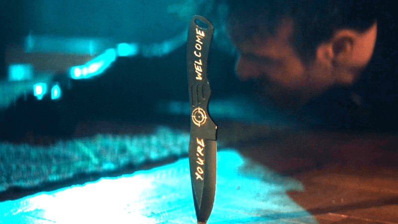 Bullseye's You're Welcome knife in Born Again Season 2.