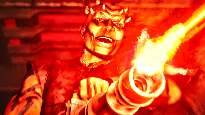 One of the Zabrak siblings in Maul Shadowlord wielding a rotary blaster.