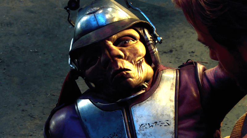 Zam Wesell turning back into her alien form.