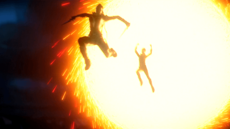 Characters flying through a portal in Marvel Zombies